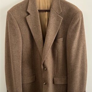 WH Belk Blazer Mens 42L 100% Camel Hair Tan/Beige Sports Coat 2 Button Jacket